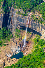 Wall Mural - prism effect on the nohkalikai waterfalls, cherrapunji, meghalaya, india