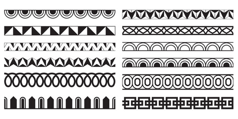Decorative seamless abstract borders geometric design elements set - modular vector