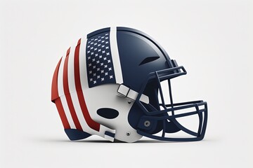 American football helmet illustration, sports concept, white background. Generative AI