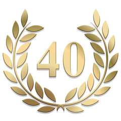 Wall Mural - 3D Gold PNG laurel wreath number 40