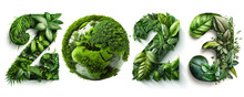 New Year 2023 Green Recycling And Save Our Planet And Earth Environment. Isolated Banner Of World Earth Hour Day 2023. Space For Copy. Generative Ai