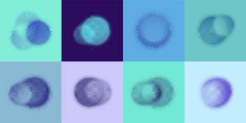 Wall Mural - vector set of abstract blurred halftone circles. gradient spot with blur on background of different 