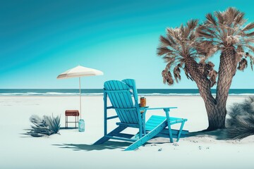 Aufkleber - The scene of a summer beach holiday. Generative AI