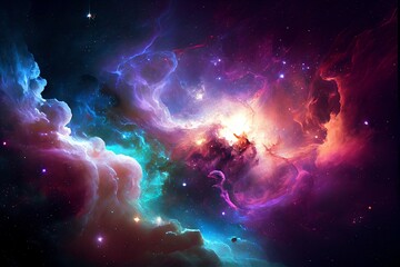 Abstract outer space endless nebula galaxy background. Generative AI