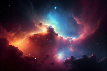 Wall Mural - abstract outer space endless nebula galaxy background. generative ai