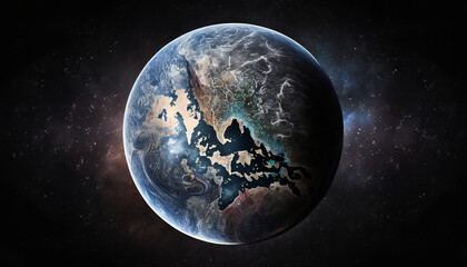 Wall Mural - planet similar to earth in space - space wallpaper - generative ai