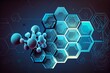 © Pixel Matrix - Health care and medical pattern innovation concept science background design. Abstract geometric hexagons shape medicine and science background, illustration. Generative AI