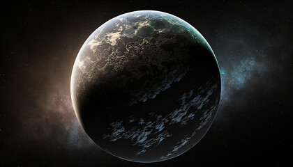 Wall Mural - exoplanet similar to earth in space - space wallpaper - generative ai