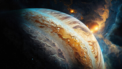Wall Mural - planet similar to jupiter in space - space wallpaper - generative ai