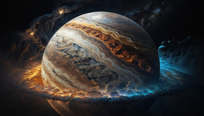 Wall Mural - planet similar to jupiter in space - space wallpaper - generative ai