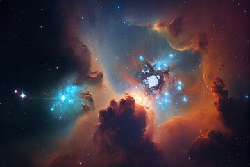 Wall Mural - star nebula in the deep sky at night. beautiful universe and galaxies. art. generative ai