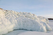 ice splashes on the rocks of Baikal