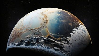Wall Mural - planet similar to pluto in space - space wallpaper - generative ai