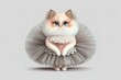 Cute ballerina cat. Funny charming illustration Template for design