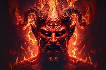 Wall Mural - incendiary demon of fire. illustration of a diabolical demon on fire that ushers in the forces of ev