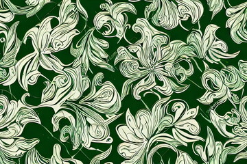  Beautiful abstract green floral design - Generative ai