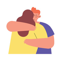 Sticker - lovers couple in a brotherly hug