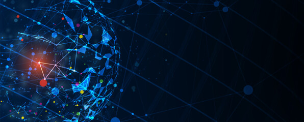 Neural network concept. Connected cells with links. High technology process. Abstract background