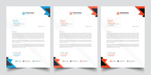Business Letterhead Minimal Design With 3 Colors Variation