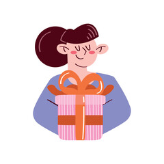 Sticker - woman with gift box