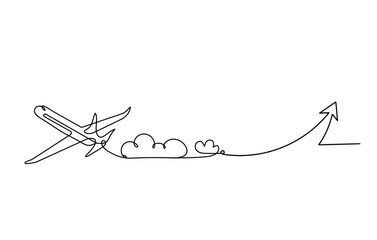 Wall Mural - Abstract plane with comment as line drawing on white background