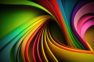 Wall Mural - Abstract colorful lines with rainbow colors, colorful swirling waves and lines. Generative AI
