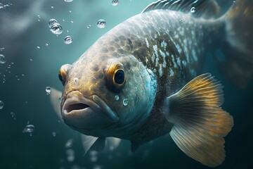 Glimpse into the life of fish with this stunning close-up shot - Generative AI