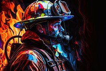 Saving Lives With Style: A Cartoon Fireman In Action - Generative AI