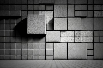 Wall Mural - Make a Statement with a Bold Gray Concrete Block Wall Background - Generative AI