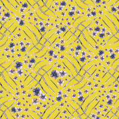 Canvas Print - Elegant seamless pattern with hand drawn poppy flowers, design elements.