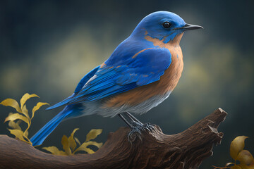 Wall Mural - blue jay on a branch generative ai