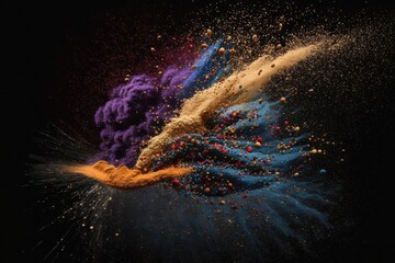 Wall Mural - spices exploding in slow motion, a psychedelic, abstract, and delicious background for your next mea