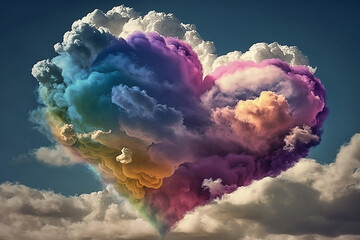 Wall Mural - Heart shaped cloud. Generative AI.