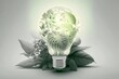 Glühbirne und Pflanze mit Blätter - Beleuchtung Generative AI
