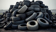 Pile of old car tires, Generative AI