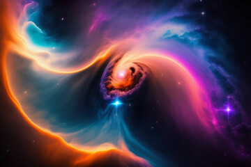 Wall Mural - Cosmic nebula background, Galaxy with colorful nebula, shiny stars and heavy clouds, highly detailed, AI generated Image
