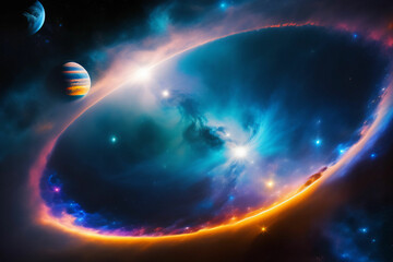 Cosmic nebula background, Galaxy with colorful nebula, shiny stars and heavy clouds, highly detailed, AI generated Image