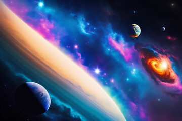 Cosmic nebula background, Galaxy with colorful nebula, shiny stars and heavy clouds, highly detailed, AI generated Image