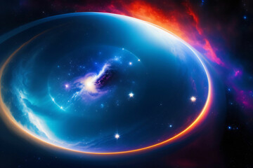 Wall Mural - Cosmic nebula background, Galaxy with colorful nebula, shiny stars and heavy clouds, highly detailed, AI generated Image