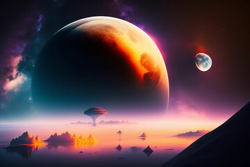 Cosmic nebula background, Galaxy with colorful nebula, shiny stars and heavy clouds, highly detailed, AI generated Image