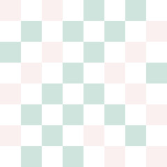  White, cream, and green pastel checkerboard pattern background.	