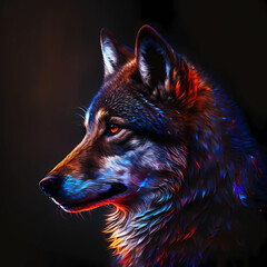 Poster - Side view of a Vibrant Lone Wolf