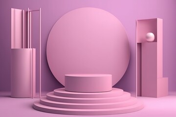 purple soft fabric with pink stage, generative AI.