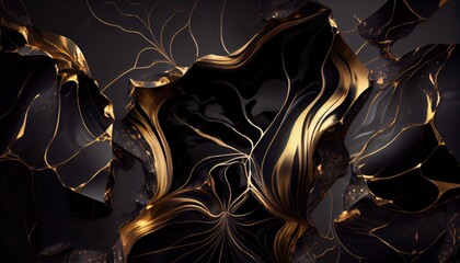 Background mixed black and gold colors. Luxury marble texture. Marble wallpaper. Dark and golden background