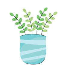 Wall Mural - houseplant in blue vase