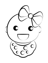 Wall Mural - Girl baby bib concept line icon