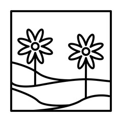 Sticker - flowers on the field outline icon