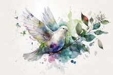 Watercolor Dove Of Peace. Watercolor Hand Drawn Sketch - Illustration Of A Pigeon (Generative AI)