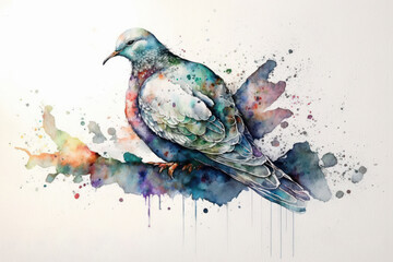 Watercolor dove of peace. Watercolor Hand Drawn Sketch - Illustration of a Pigeon (Generative AI)