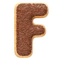 Wall Mural - Chocolate letter F with sprinkles in realistic 3d render